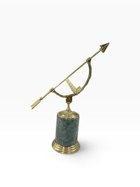 Decorative Crafts Inc Vintage Brass Bow Arrow Armillary Sundial Green Marble